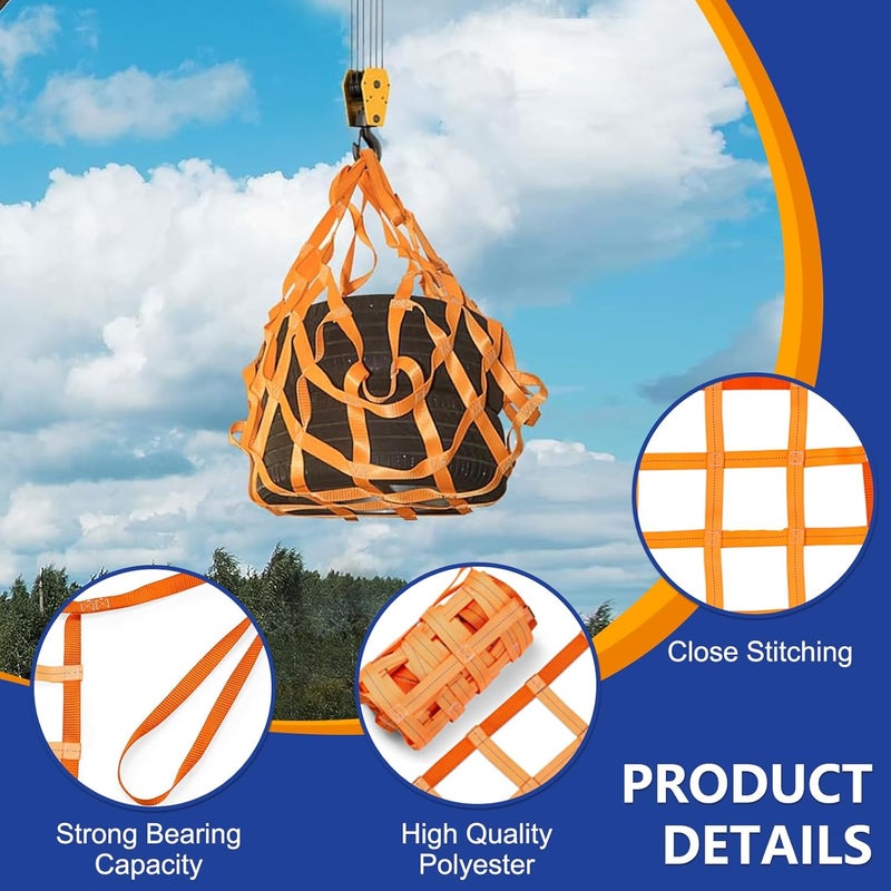 ARTJIANG 4.93' x 4.93'ft Cargo Lifting Nets, Safety Lifting Net Straps, Flat Nylon Sling Hoisting Net, Loading and Unloading Heavy Objects for Construction Rigging Moving Towing Hoisting Work Gear - Image 2
